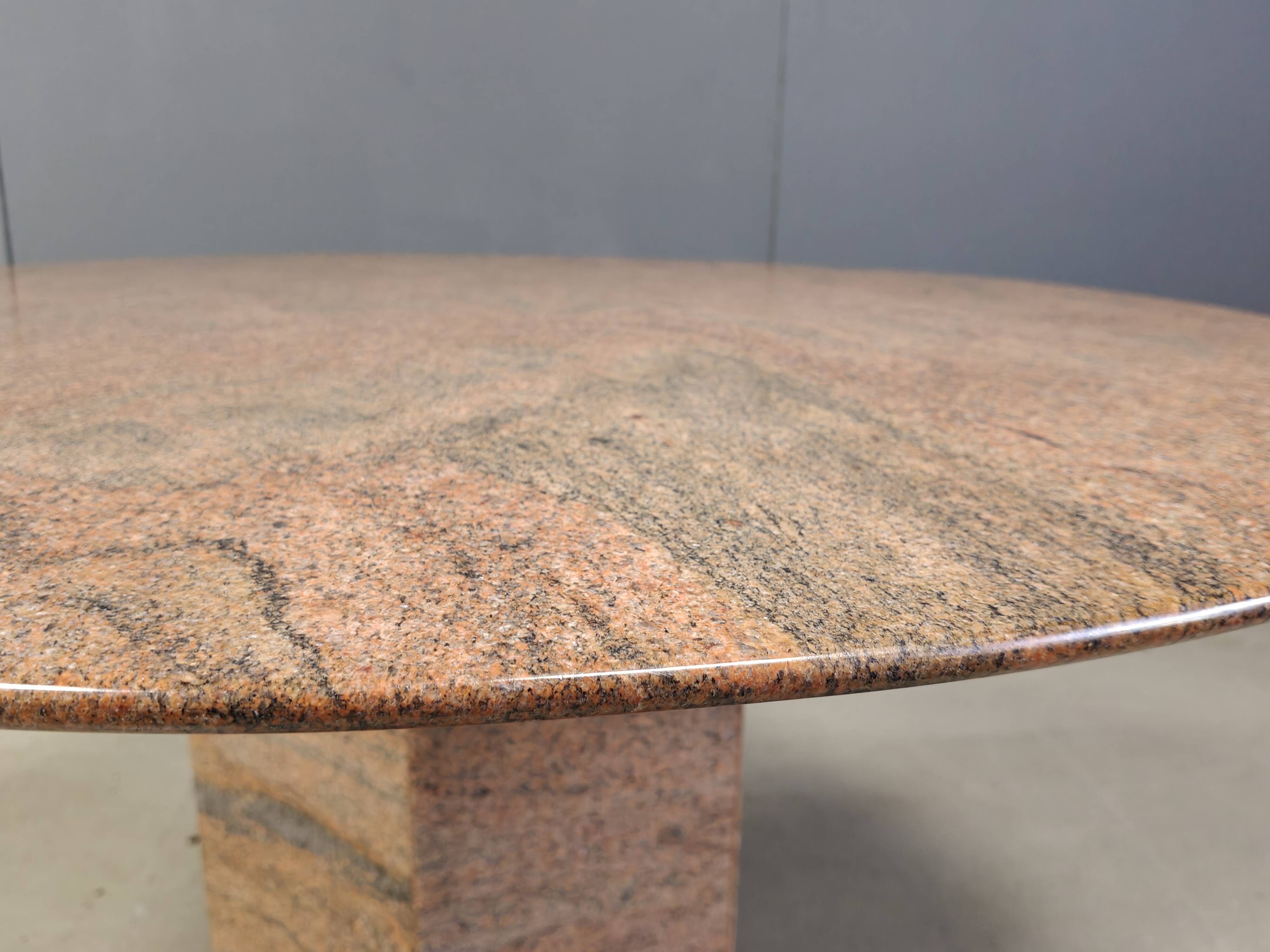 Vintage round granite dining table, 1970s