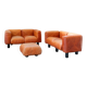 Canapés et poufs en cuir prange par Mario Marenco pour Arflex, 1970