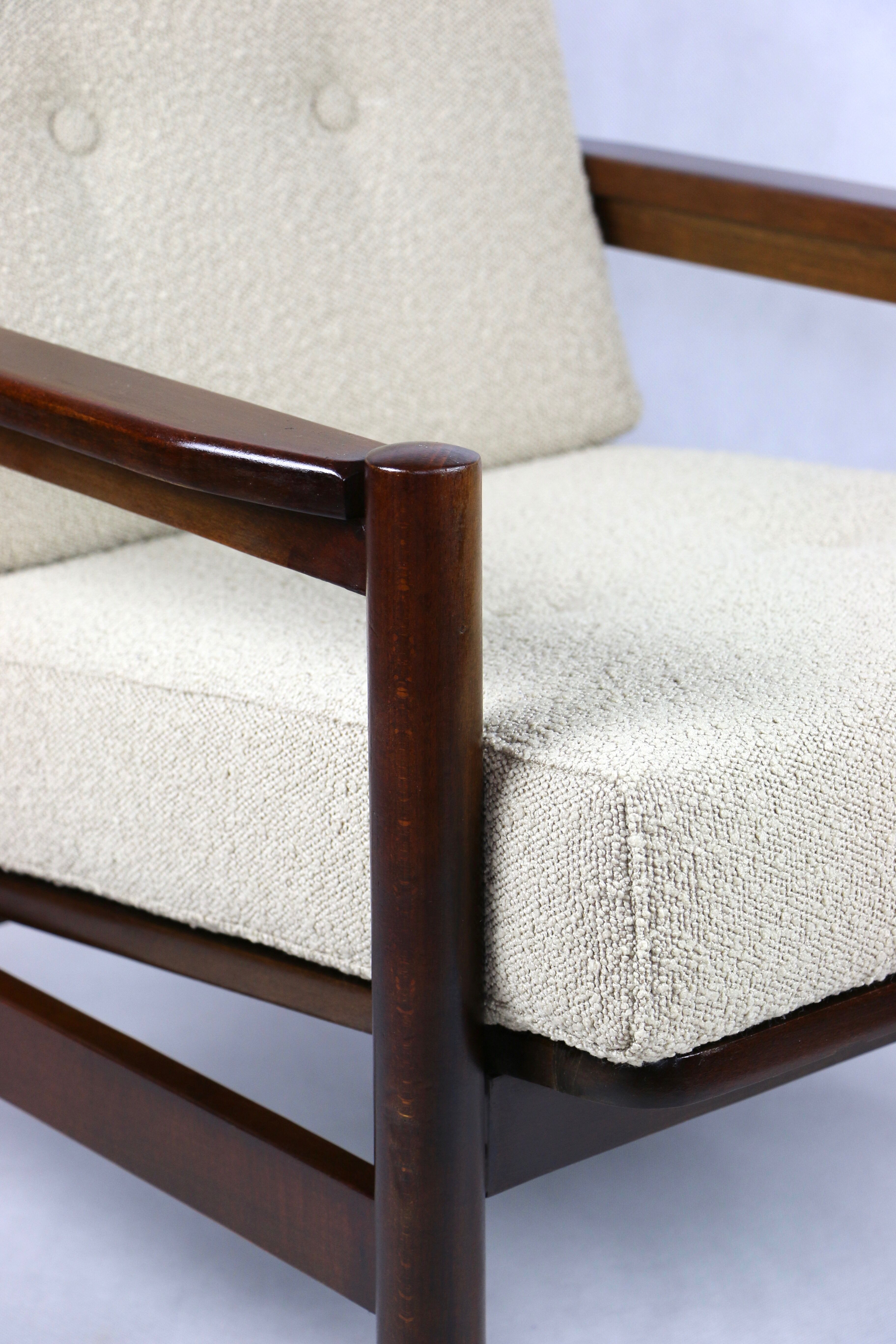 Beige boucle vintage armchair, 1970s