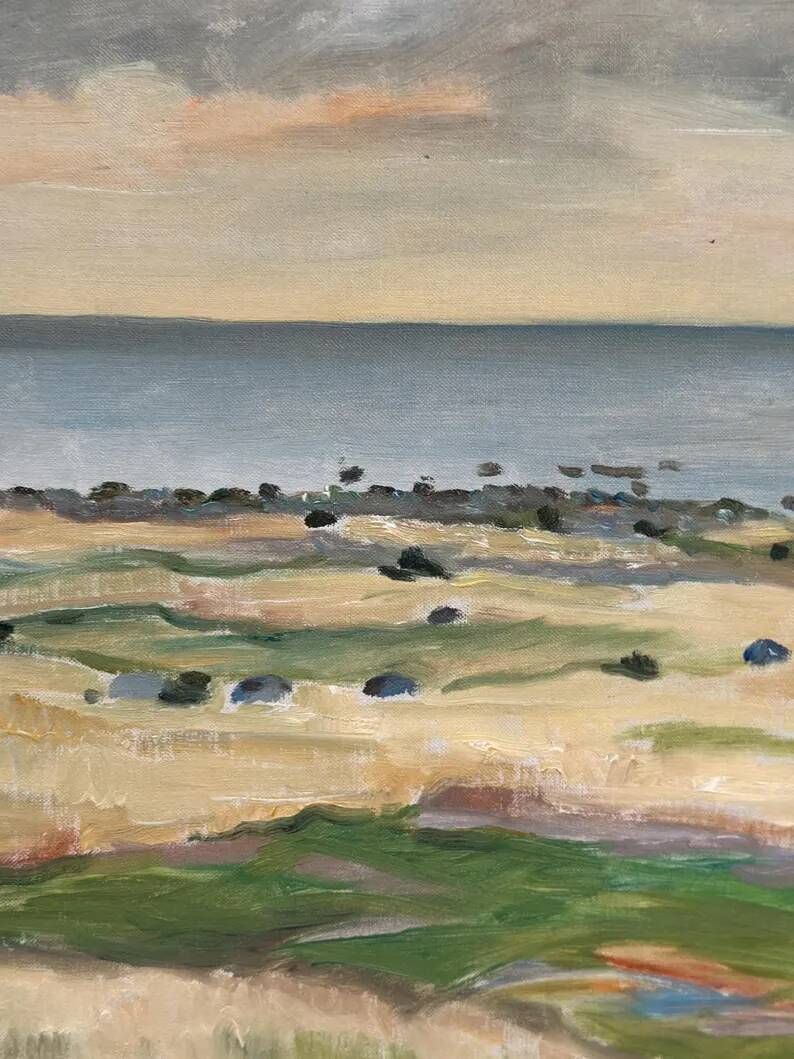 Original Swedish Oil on Canvas - "Beach of Malö" by Bo von Zweigbergk - Signed - Vintage and Framed - 55.5 x 43.5 cm (21.9" x 17.1")