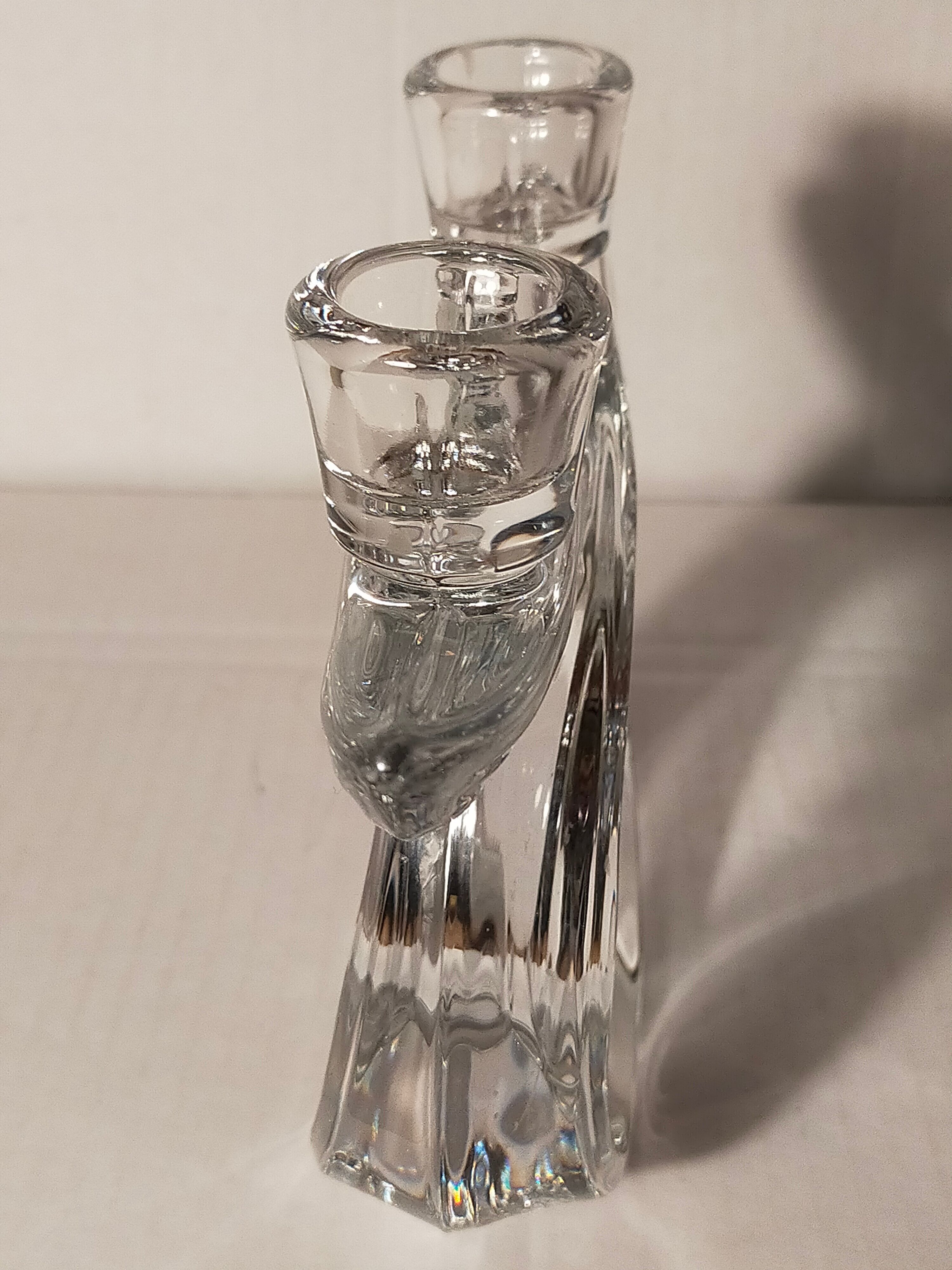 Candlestick with two arms in crystal of Vannes 60s