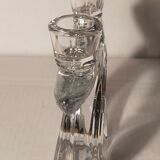 Candlestick with two arms in crystal of Vannes 60s