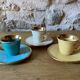 3 espresso cups and their saucers, Limoges porcelain, Magdalithe model, 1950s