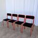 Set of 4 1970s Red & Black Metal Chair: Space Age Stackable Dining Chair