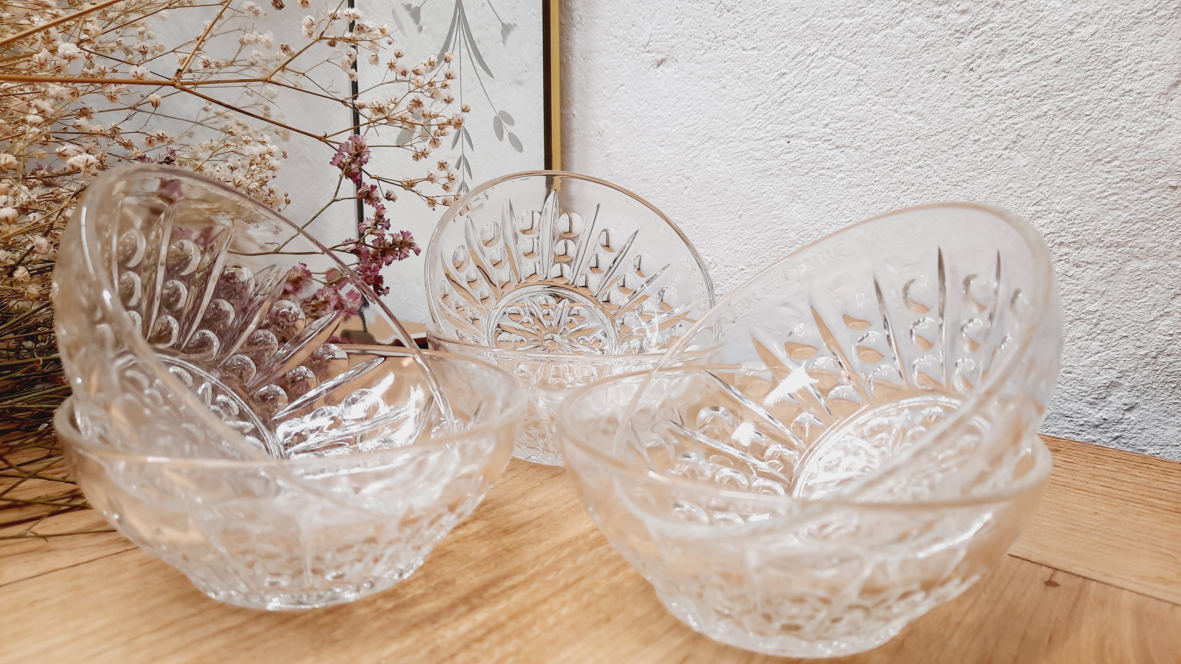 Set 6 cups chiseled glass