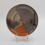 Plat en grès orange, marron et beige