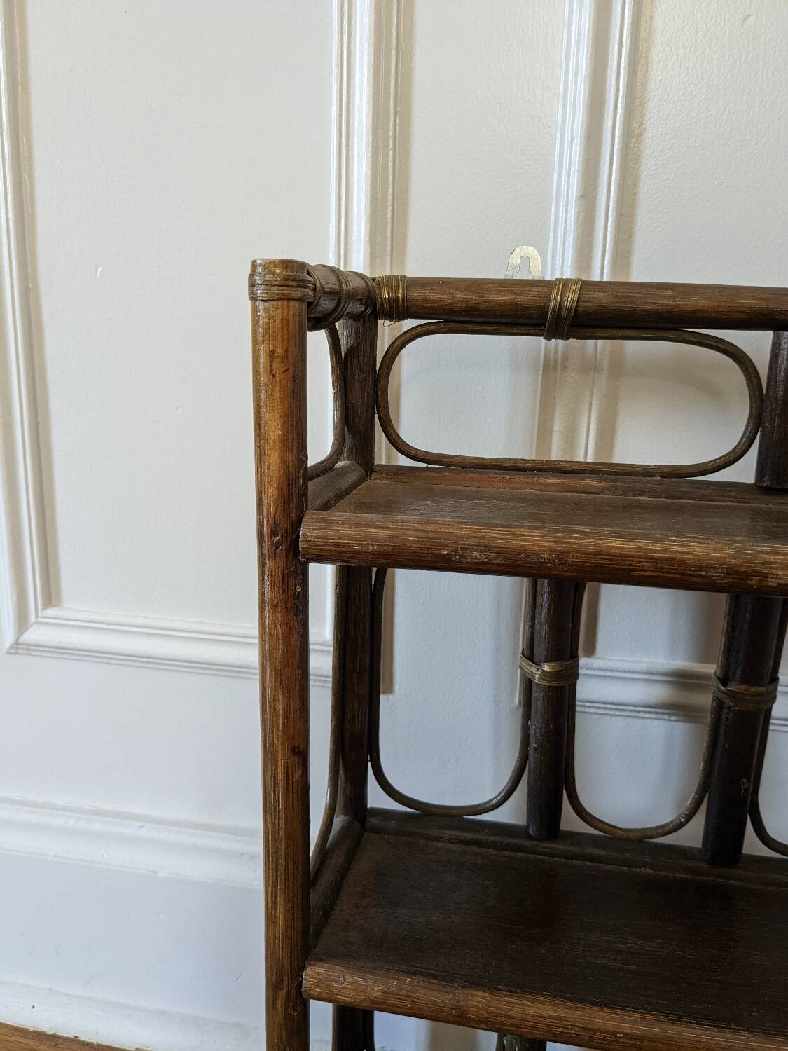 Pair of rattan shelves