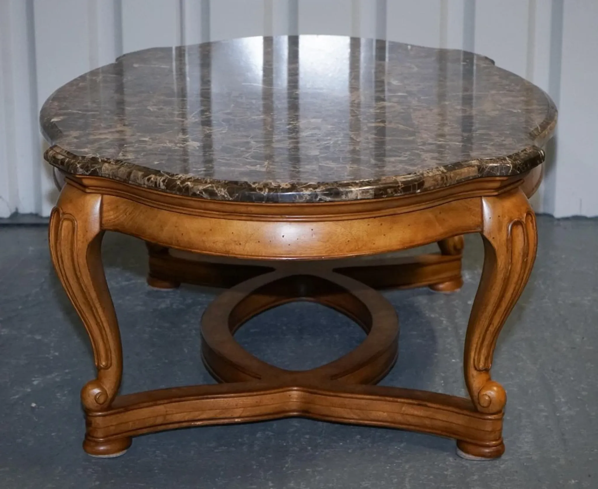 Vintage Style Coffee Table with Faux Marble Top, France