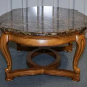 Vintage Style Coffee Table with Faux Marble Top, France