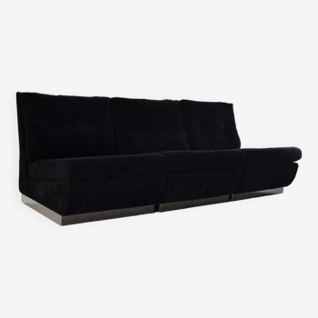 Canapé modulable en velours noir 1970