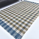scandinavian kilim 290x190 cm , blue beige and  mustard colour.