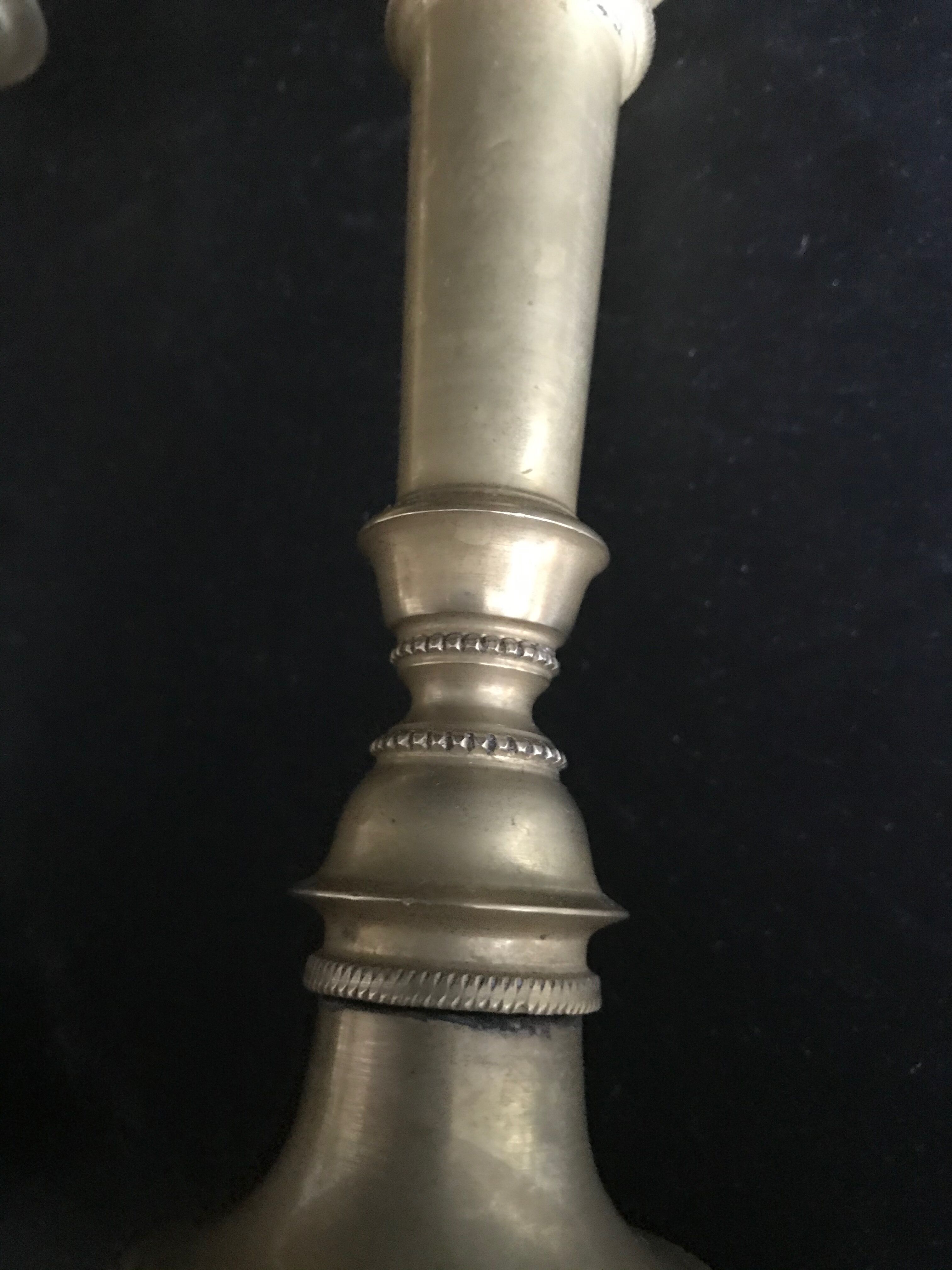 Pair of candlesticks, art nouveau, golden bronze