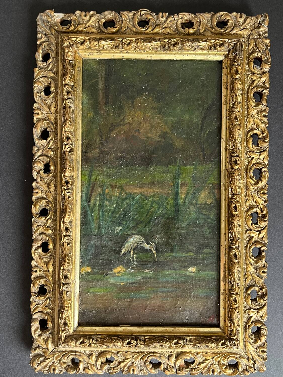 Small painting: oil on old canvas