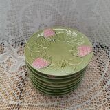 8 antique slip dessert plates