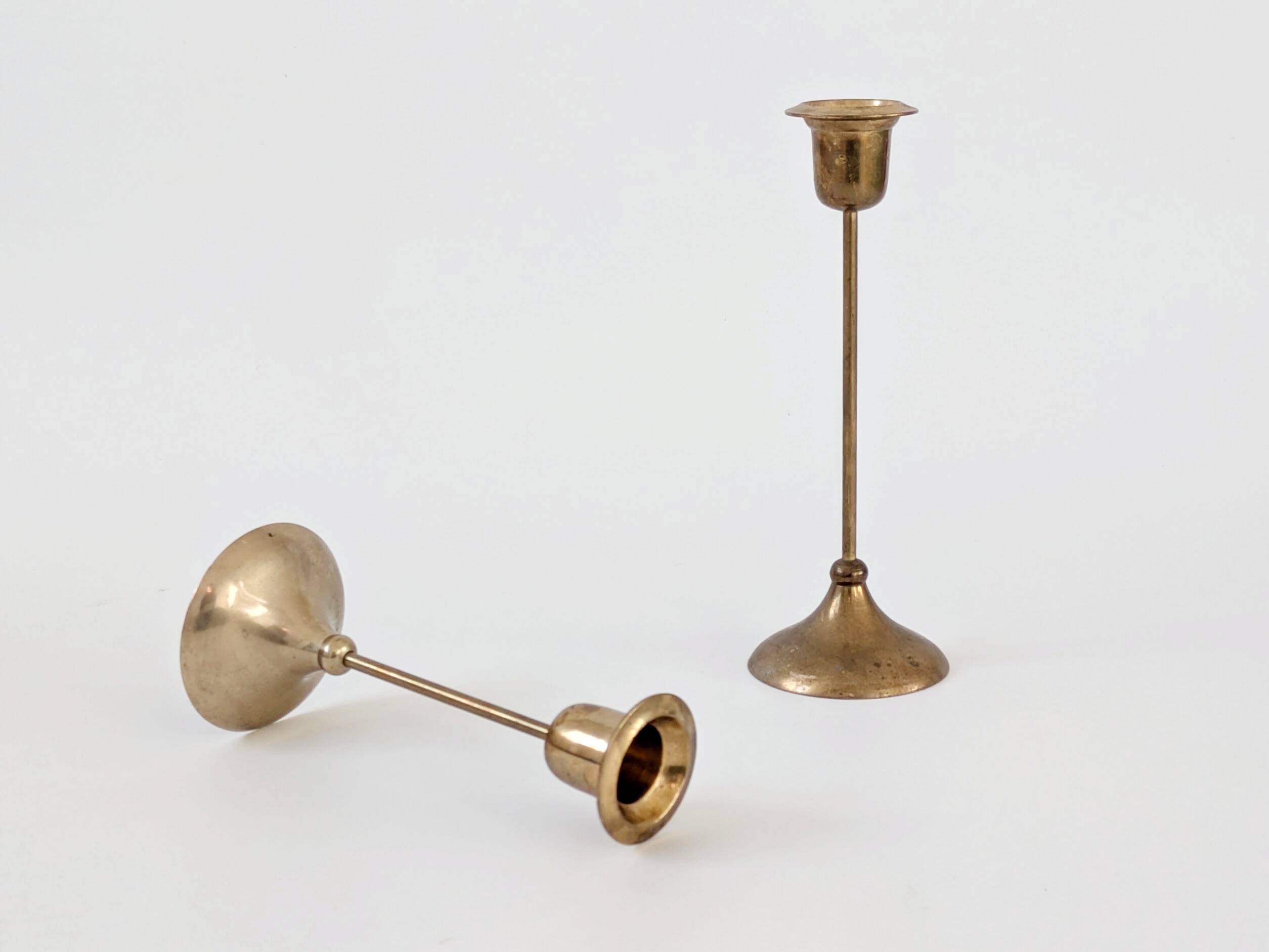 Pair of mid-century vintage brass candlesticks
