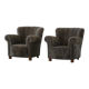 Fritz Hansen, pair of modern Danish lounge chairs, lambswool, Model No 1490, 1940s