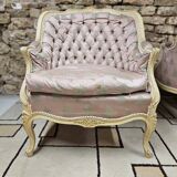 Pair of 1960s silk bergère armchairs