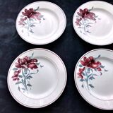 4 St Amand dinner plates with red carnation decoration