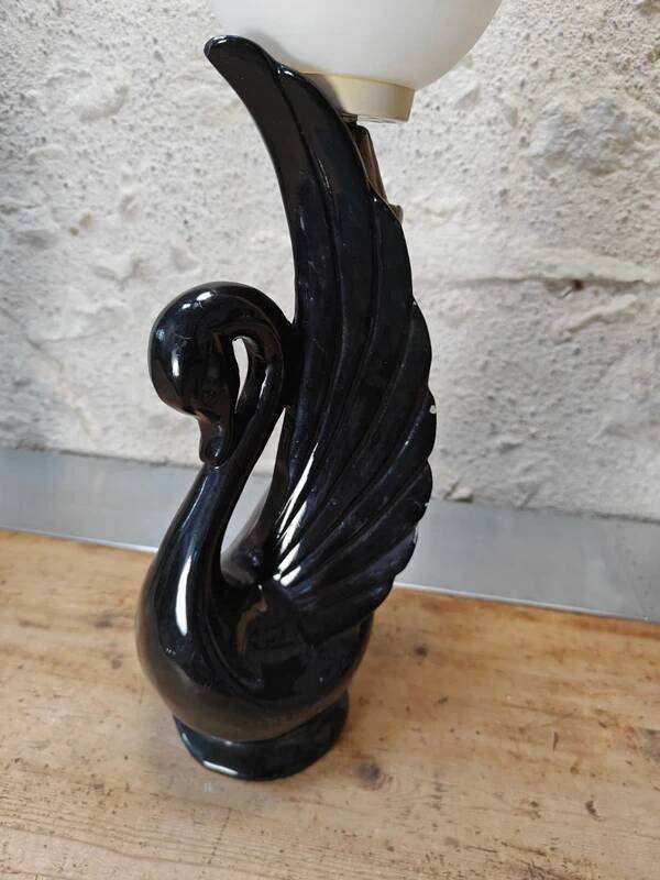 Swan lamp with vintage globe
