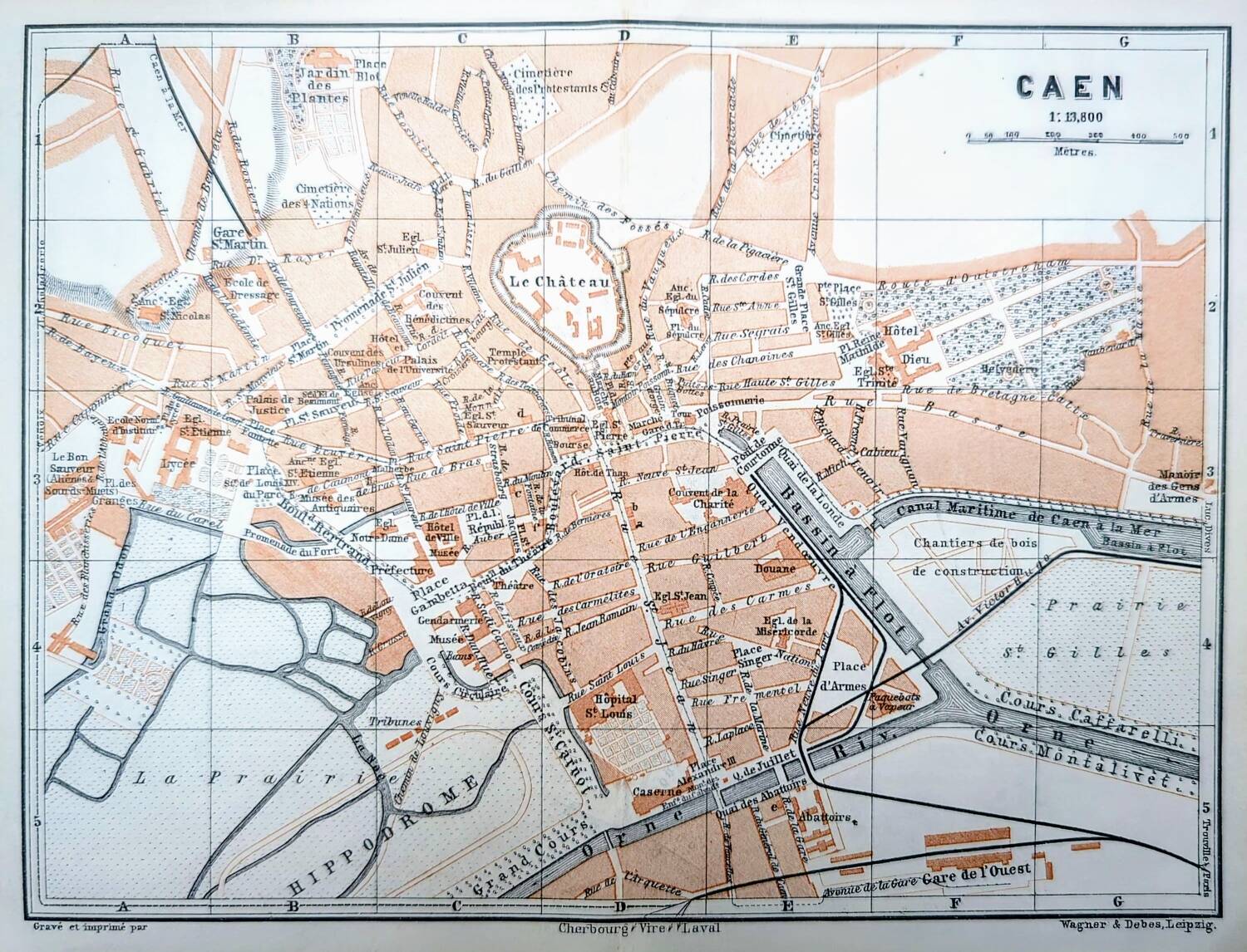Imprimée en 1902, carte de Caen.