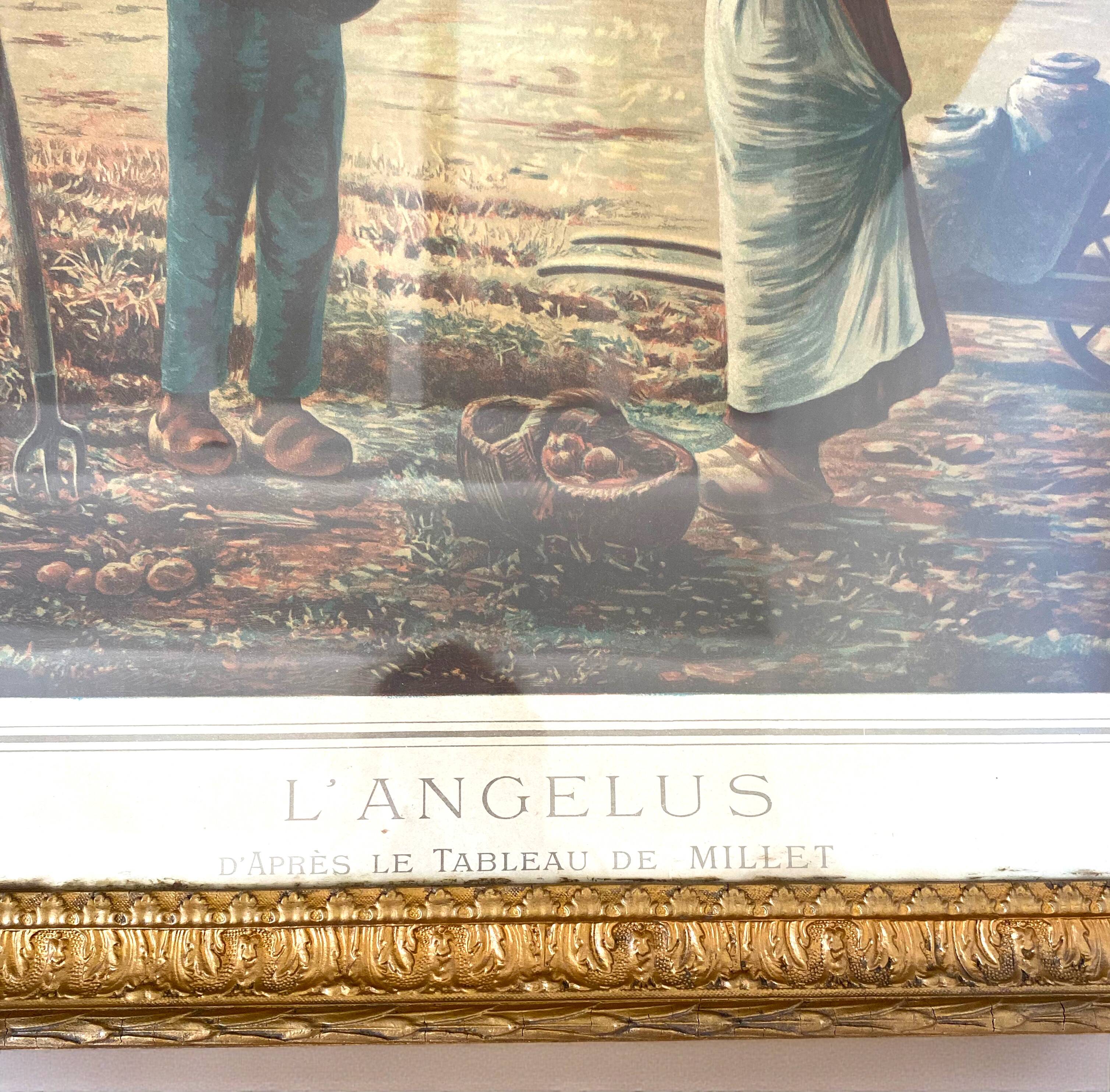 Lithographie de l'Angelus d'après le tableau de Millet