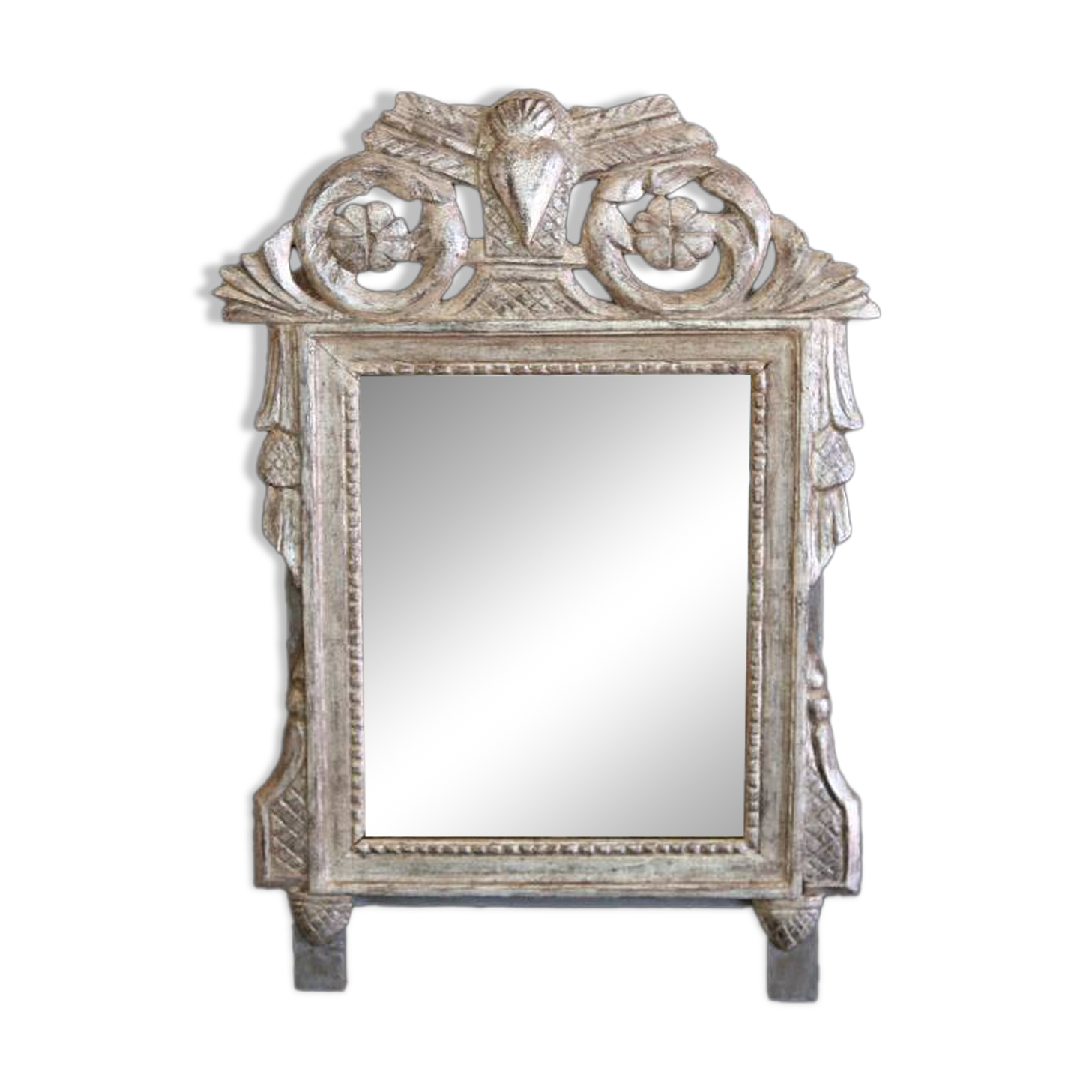 Small mirror, silver-leafed wood