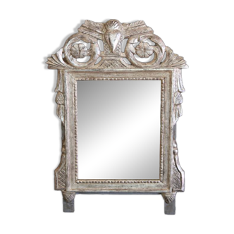 Small mirror, silver-leafed wood