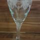 5 white wine glasses etched decorations, golden edge, twisted foot