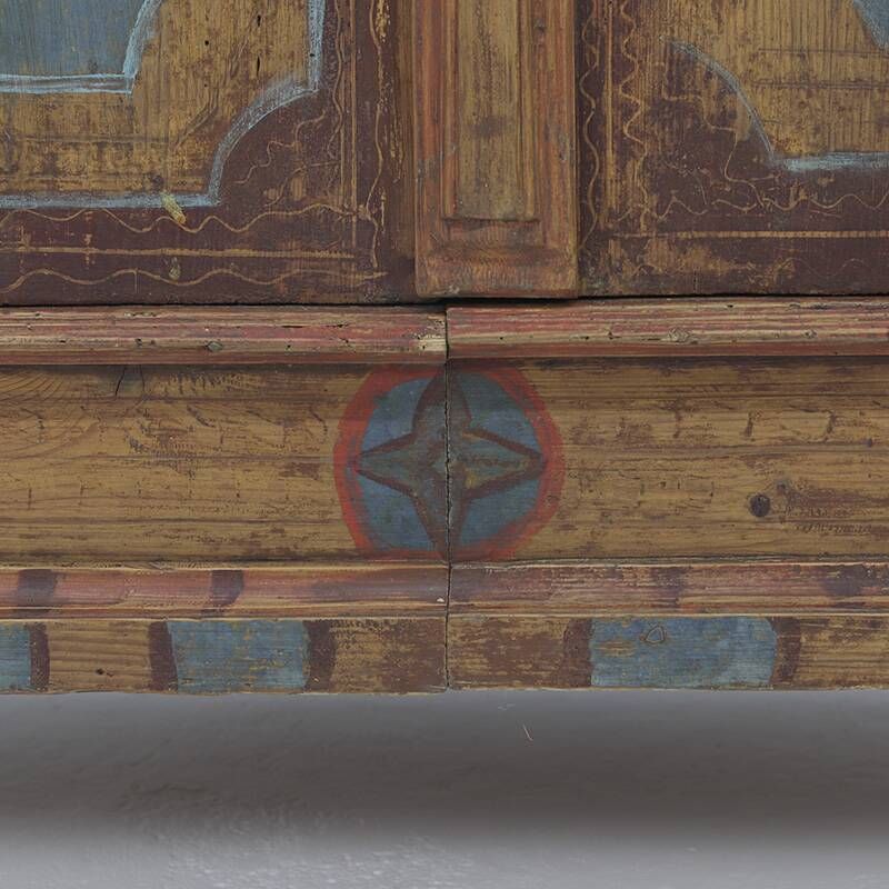 Armoire de mariée peinte art populaire de ferme rustique, 1827