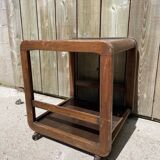 Art deco wooden serving table on casters
