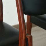 Series of 6 chairs in skai and teak
