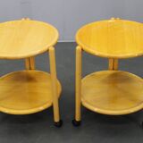 Jens Quistgaard Danish birch 2-tier round trolley Lazy Susan, 1970s