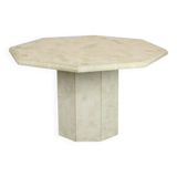 Vintage Octagonal Dining Table Travertine Natural Stone Italy 70s