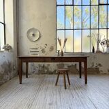 Pine and oak + walnut farmhouse table 1950