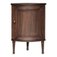 Antique wooden corner cabinet with a curved door.