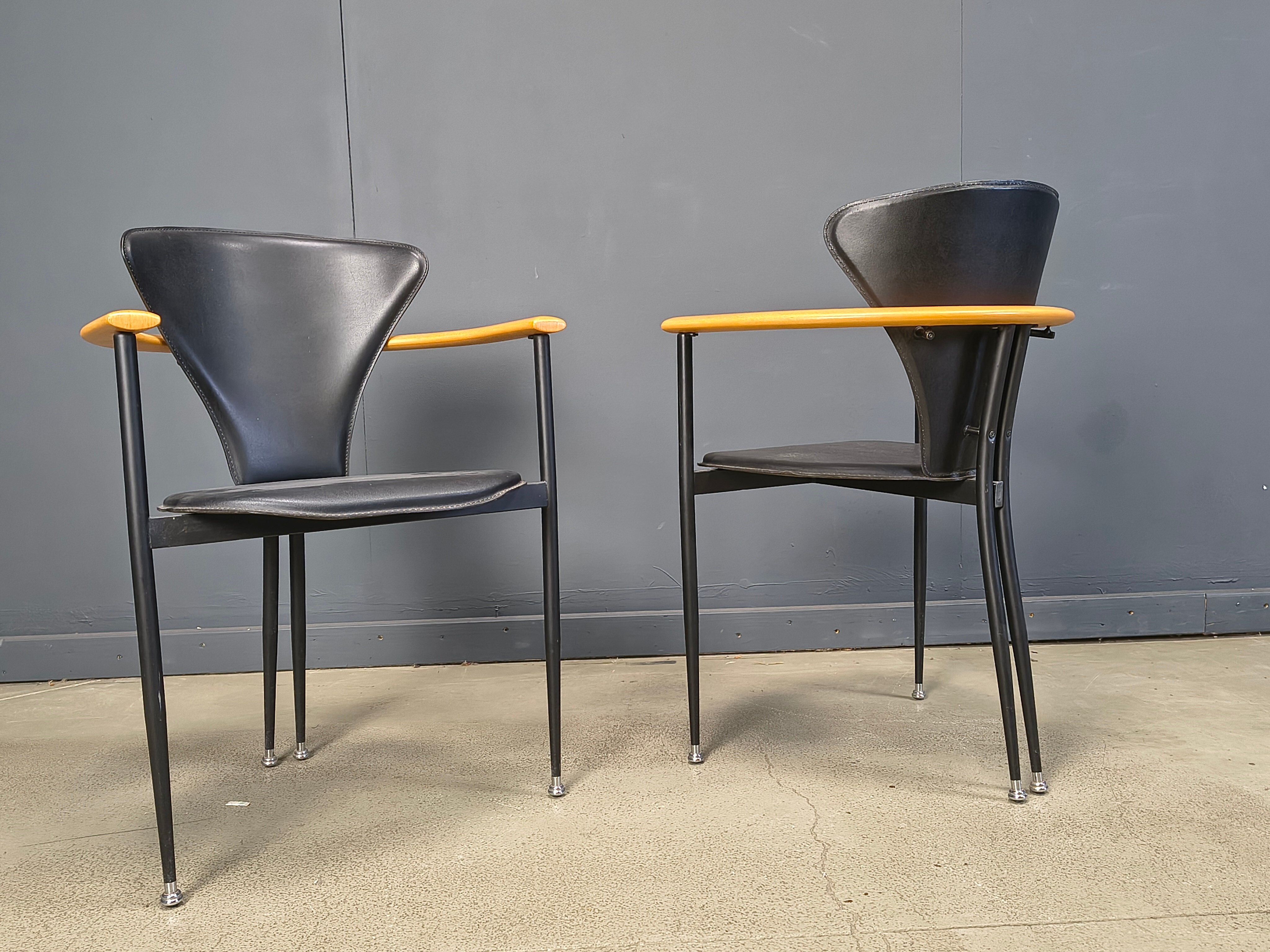 Vintage leather armchairs by Arrben Italy, 1980s - set of 8