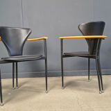 Vintage leather armchairs by Arrben Italy, 1980s - set of 8