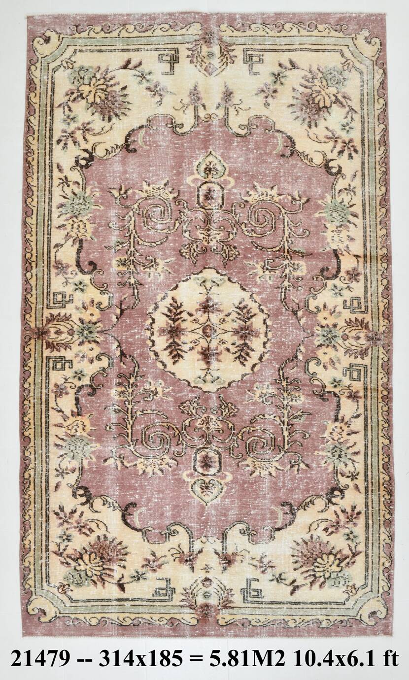 6x10 Burgundy & Cream Oriental Pattern Persian Rug, 185x314Cm