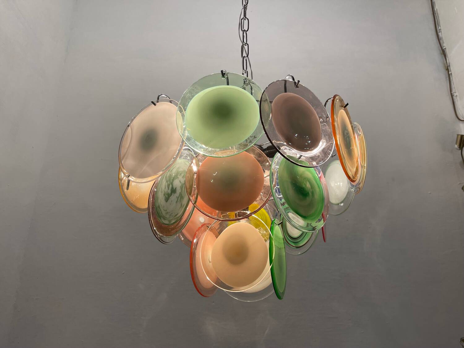 Multicolored Murano Glass Disc Chandelier, 1970s