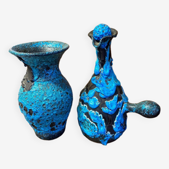 Cyclops enamel vase and pitcher