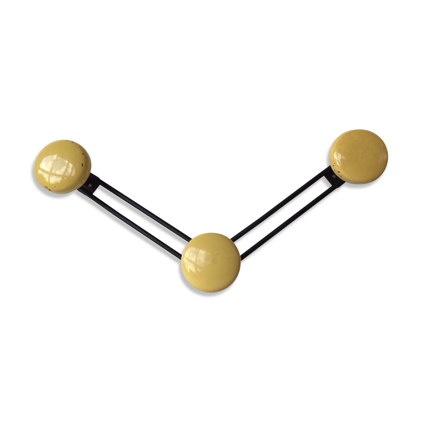 Vintage coat rack 3 heads yellow metal in the years 60-70