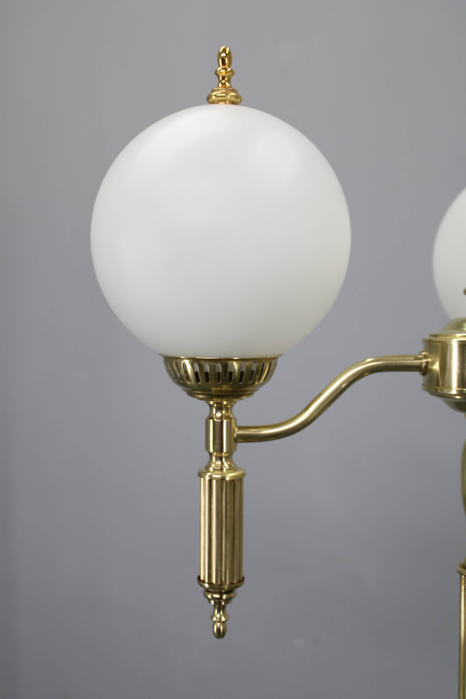 1970s Czechoslovak floor lamp in brass with milky glass shades