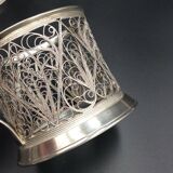 4 russian tea cups silver metal watermarked ussr