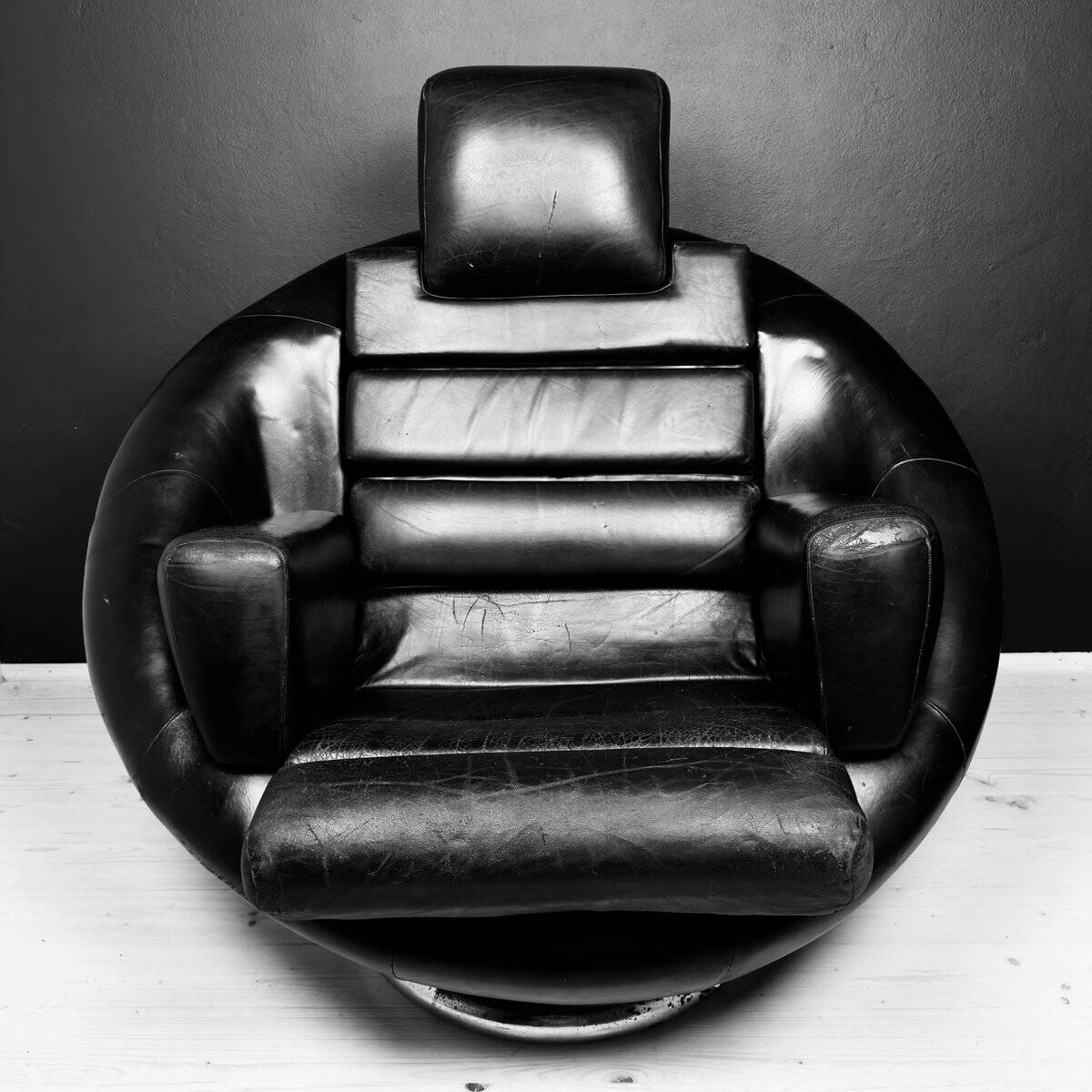 Brutalist black armchair by Boris Krstulović, Yugoslavia, Croatia, 1970s.