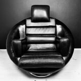 Brutalist black armchair by Boris Krstulović, Yugoslavia, Croatia, 1970s.