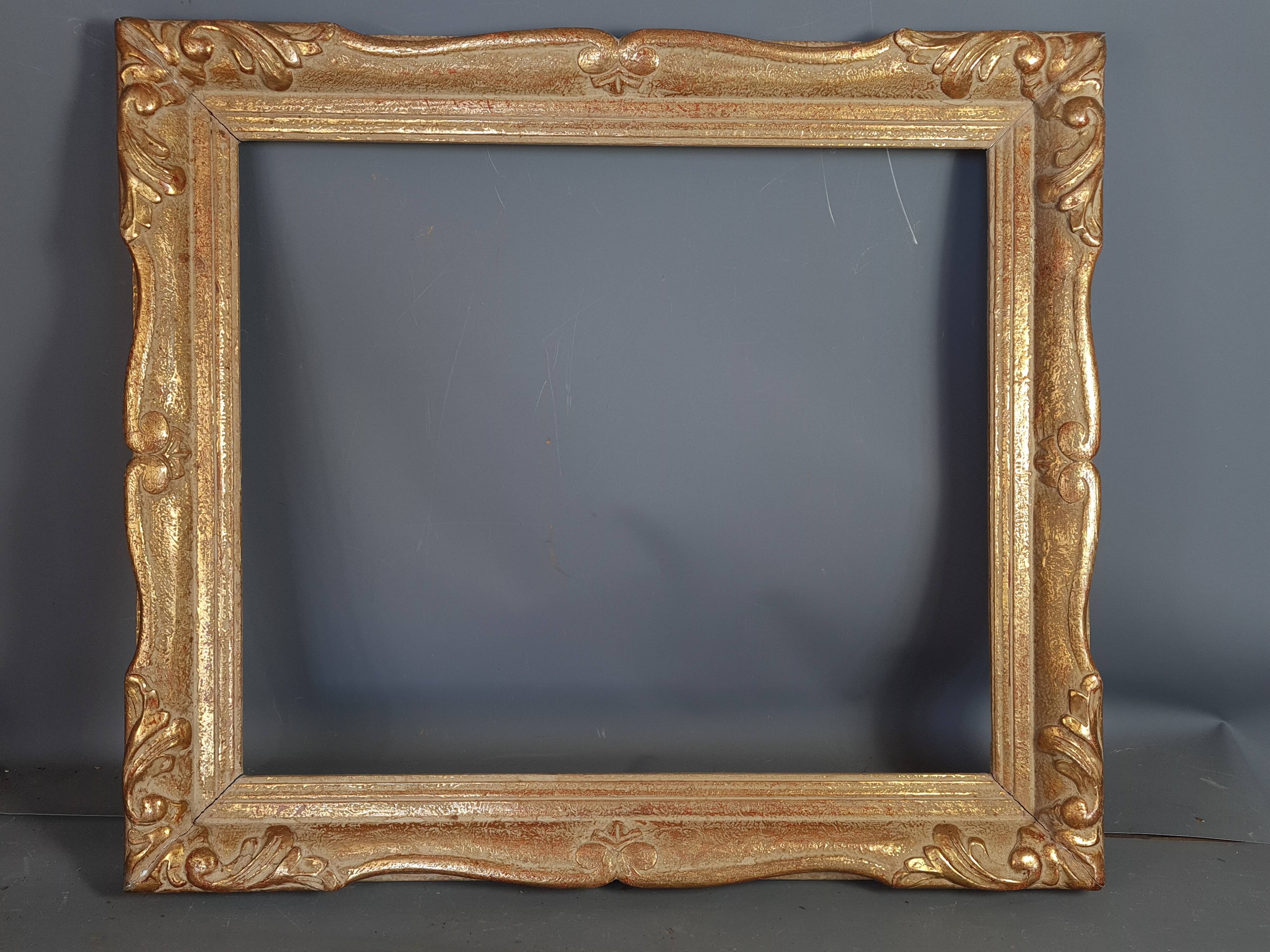Old frame louis XV style gilded stucco wood 62.5x55 foliage 50.9x43.5 cm SB