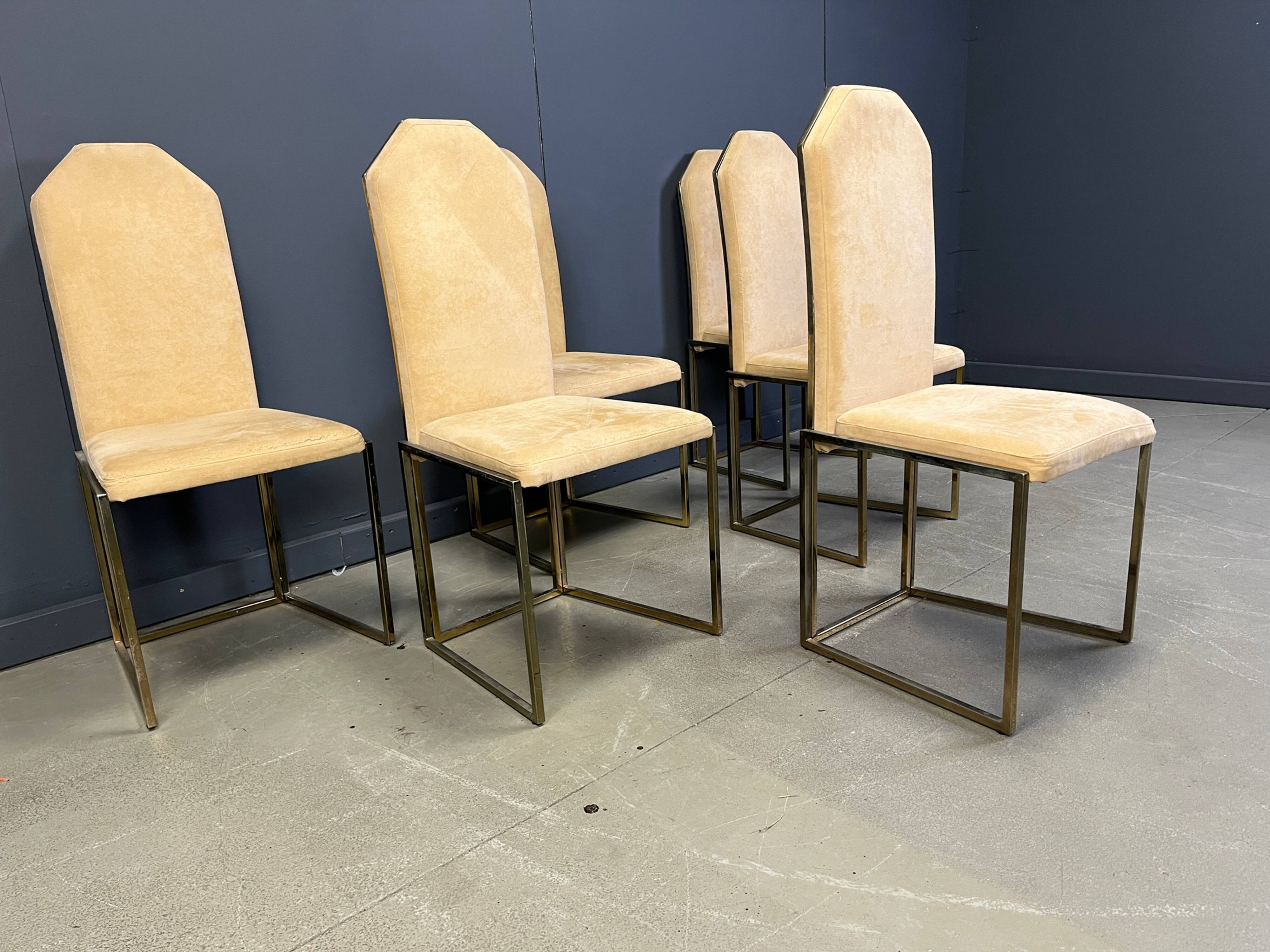 Vintage brass dining chairs by Belgochrom, 1970s