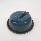 Blue ceramic butter dish, France 1960's