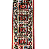 Handmade vintage runner rug red wool turkish area rug - 81x200cm