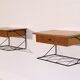 Pair of Scandinavian wall bedside tables in teak 1960